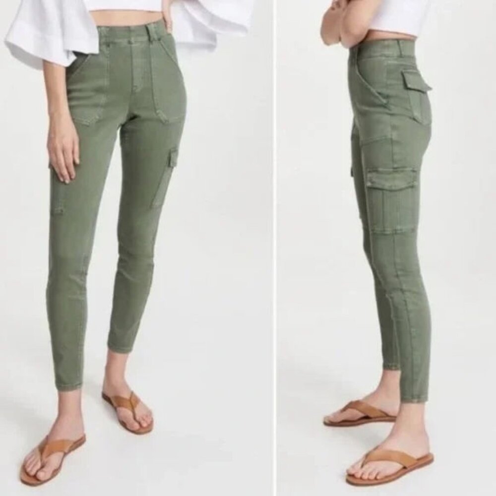 NWT SPANX Women's Stretch Twill Ankle Cargo Pants in Soft Jade Size Medium $128 - Picture 2 of 6